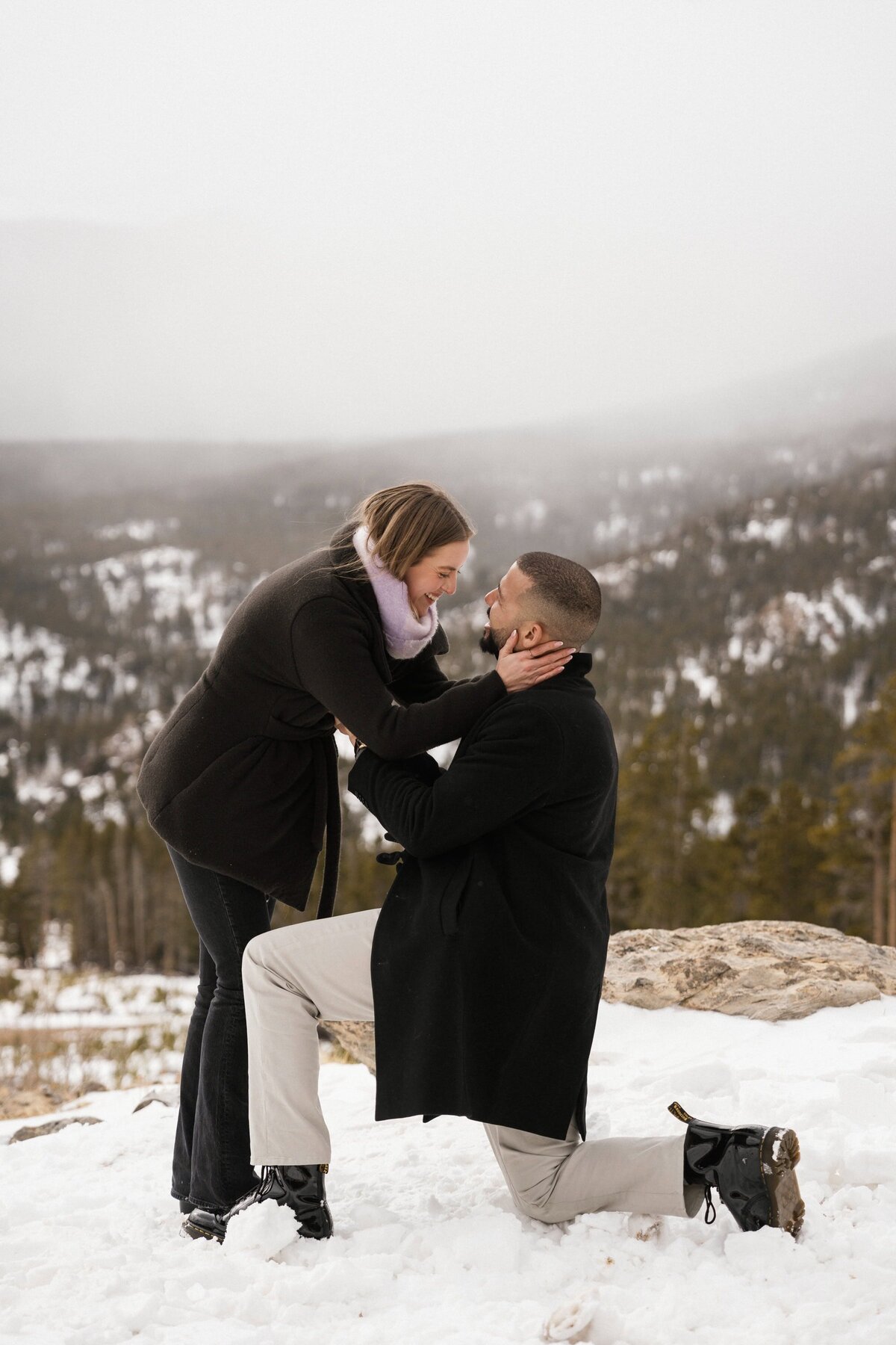 Surprise proposal during Colorado winter