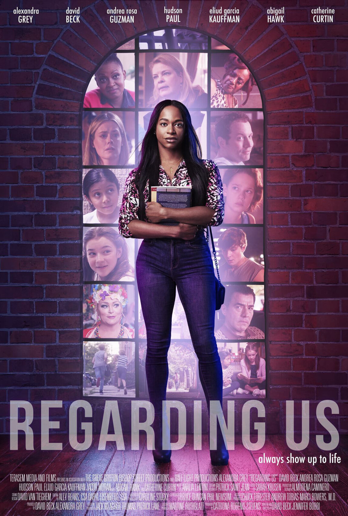 Movie poster for 'Regarding Us' featuring a dramatic image of the lead character.