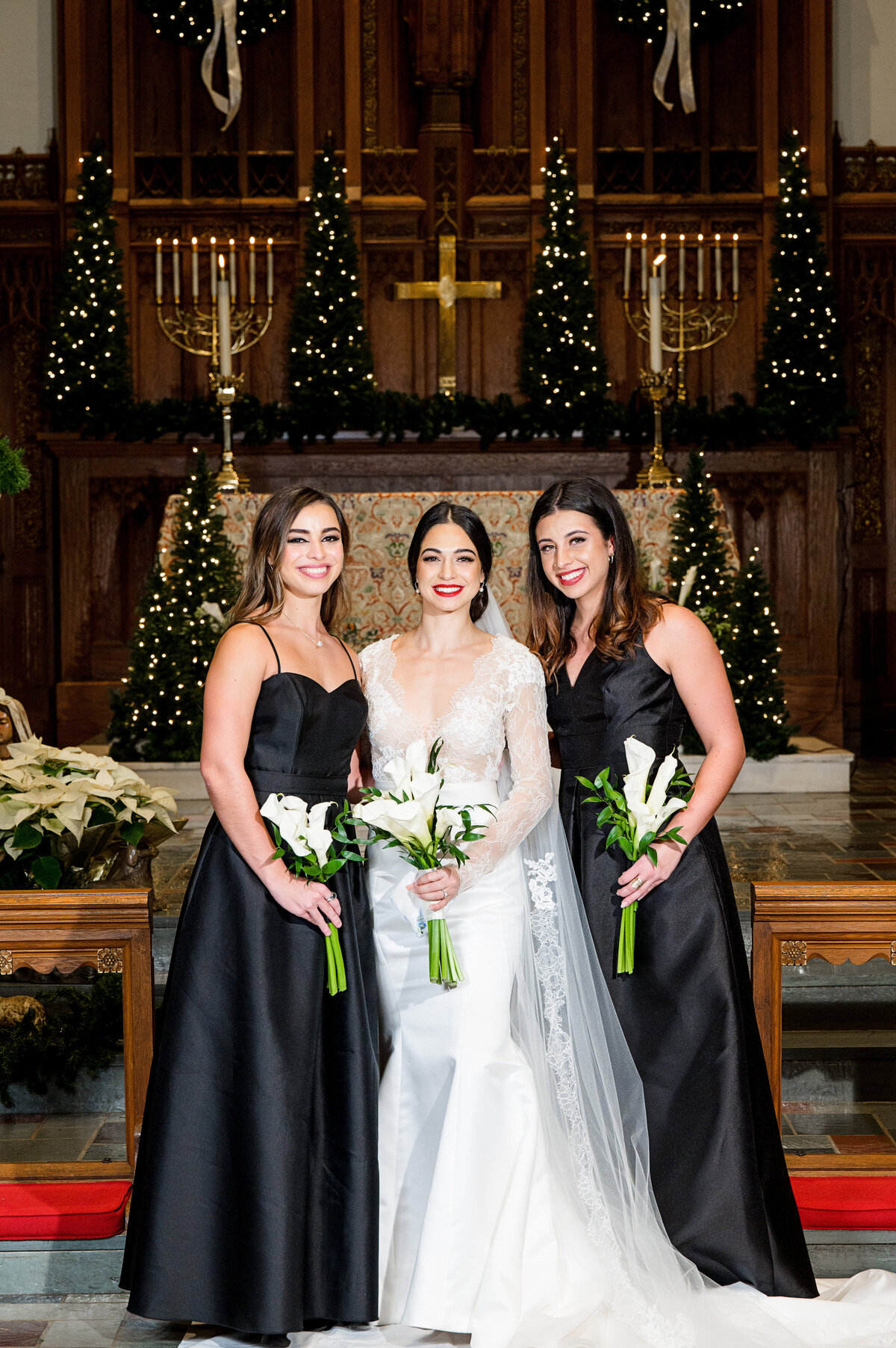 wedding picture on altar of cathedral of st paul erie