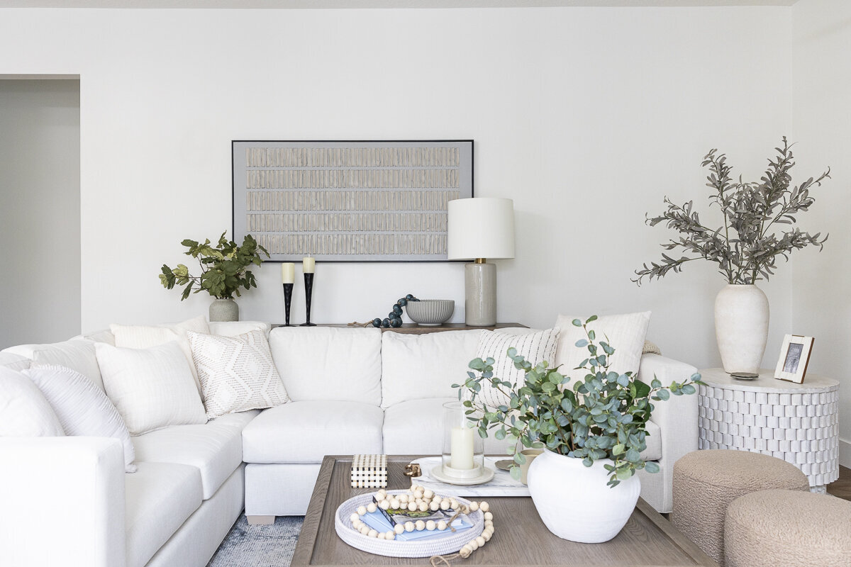 dewine design orlando interior designer belle isle living room with white sofa and wooden coffee table