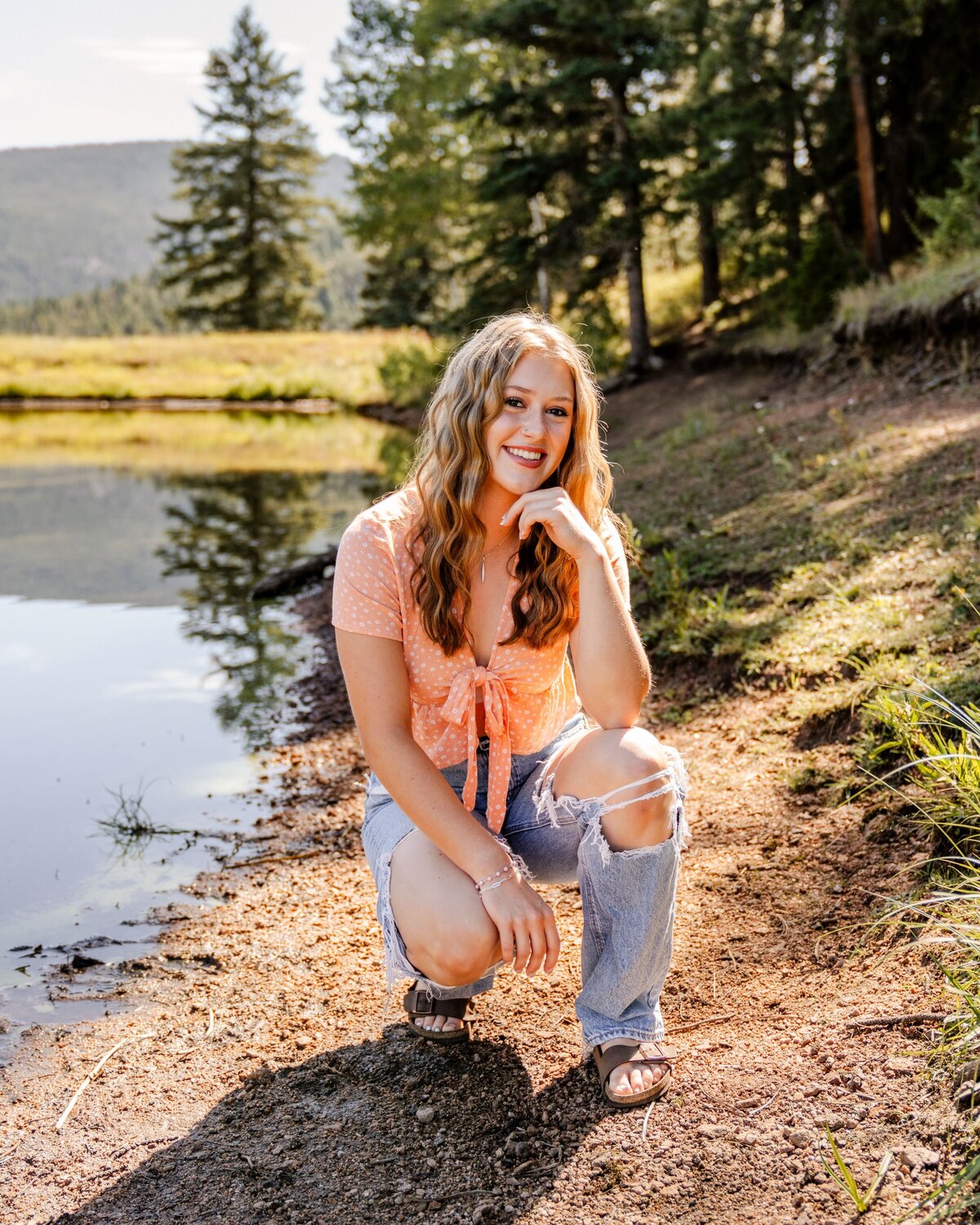 denver senior photography - girl in orange shirt