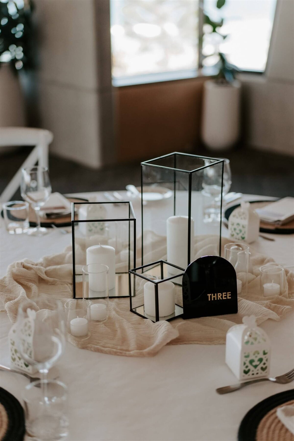 neutral wedding table setting