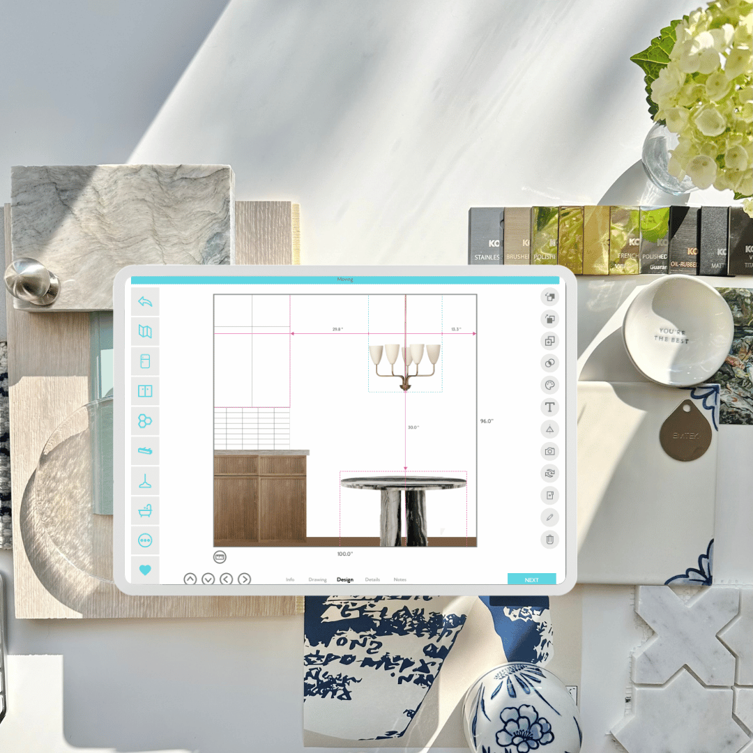Place a light fixture over a table