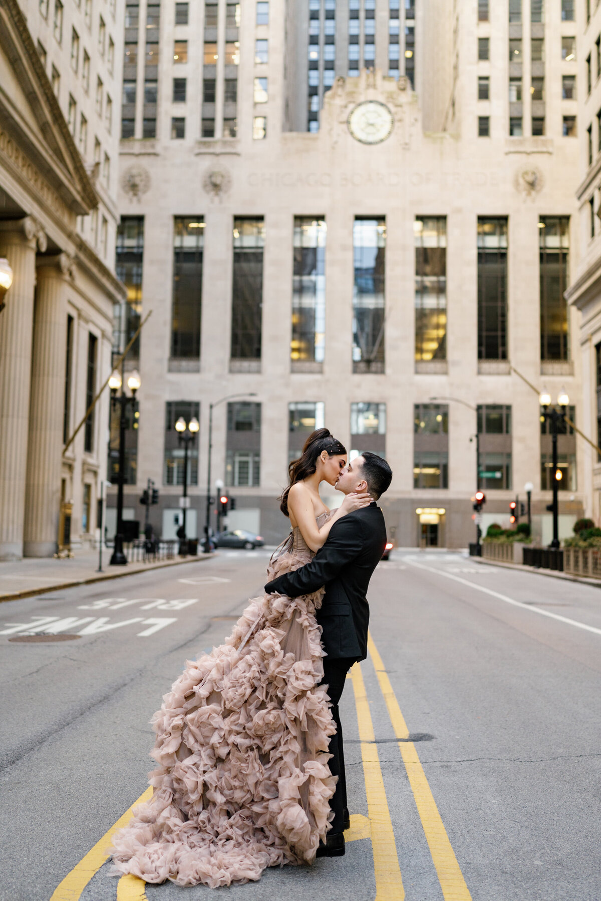 Aspen-Avenue-Chicago-Wedding-Photographer-Rookery-Engagement-Session-Histoircal-Stairs-Moody-Dramatic-Magazine-Unique-Gown-Stemming-From-Love-Emily-Rae-Bridal-Hair-FAV-59