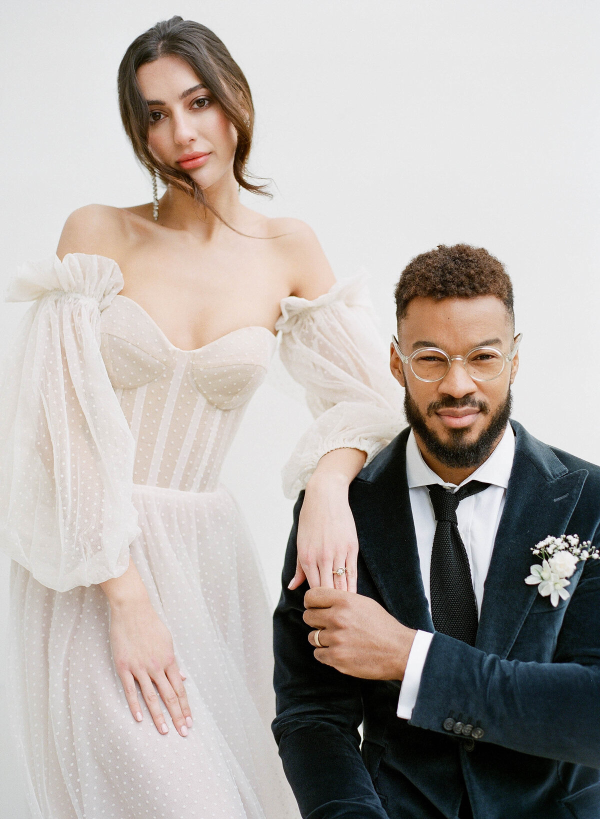 mixed race bride and groom portrait