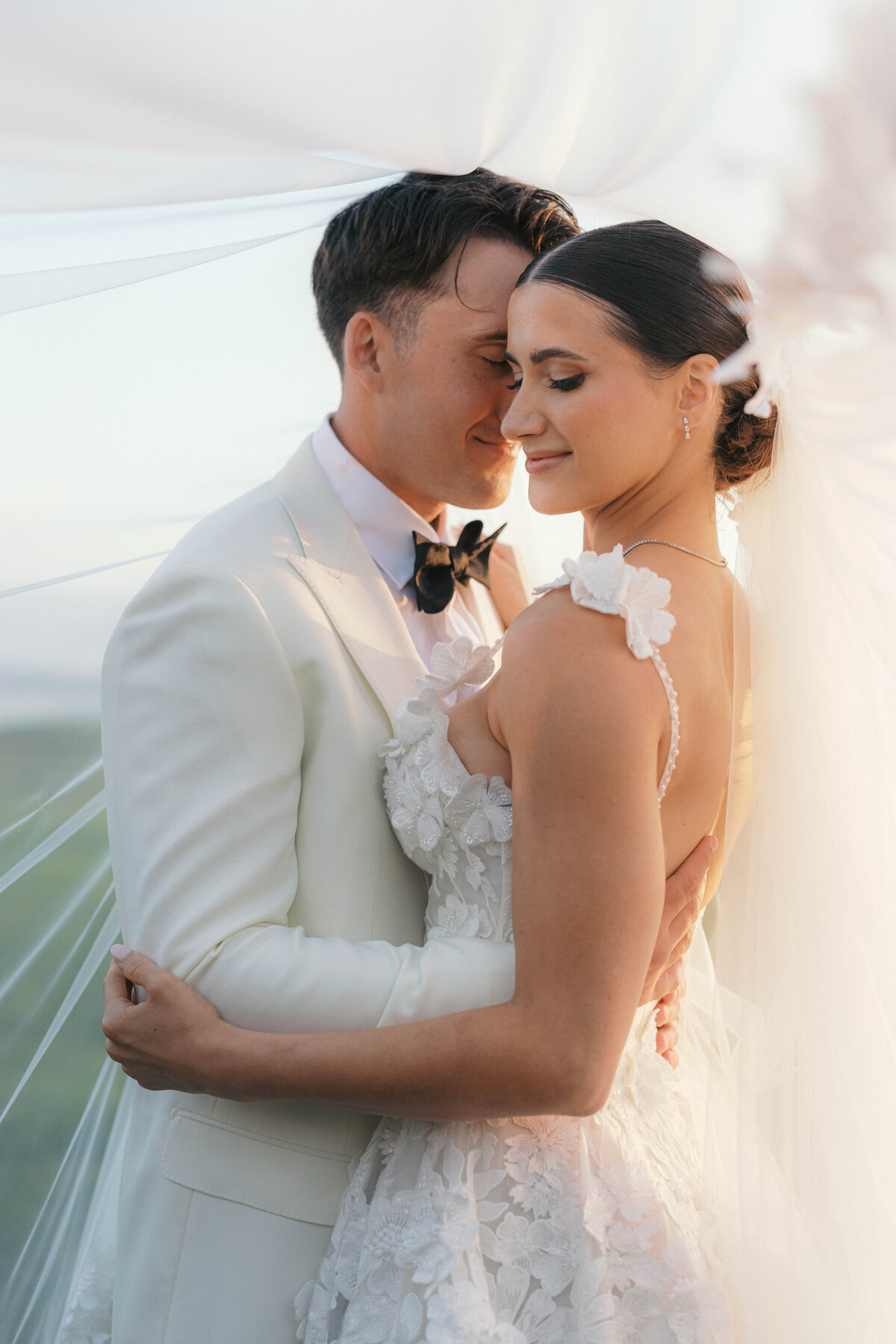 Bride and groom on Pebble Beach Golf Course