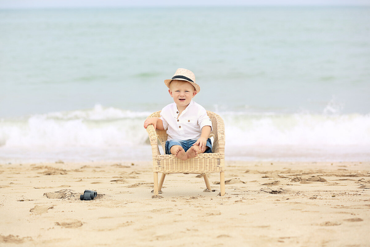 Baby boy sitting by the beach_Vancouver Photographer