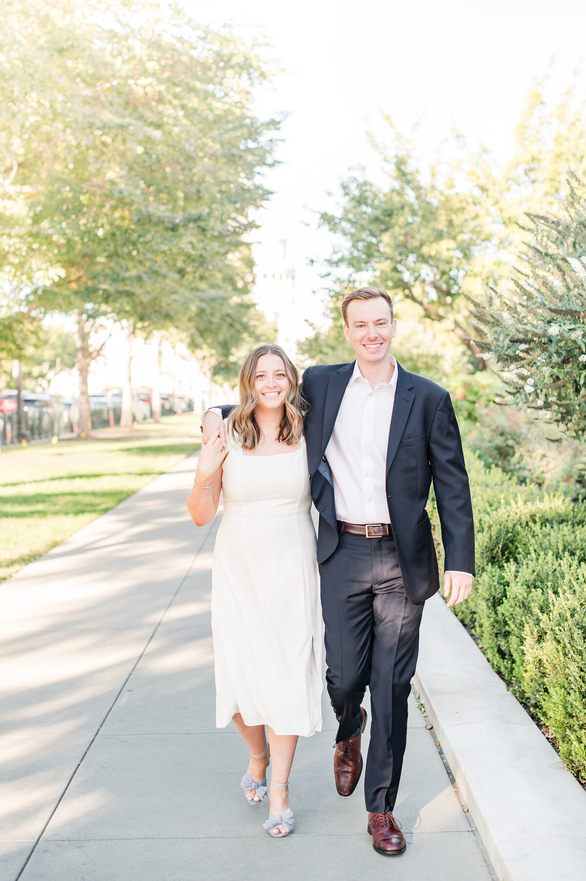 couple laughing and walking together