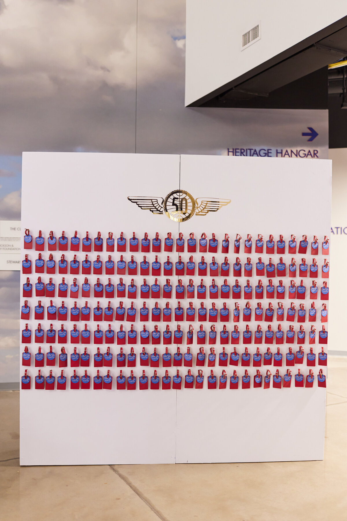 Lone Star Flight Museum Houston event seating chart display with name tags