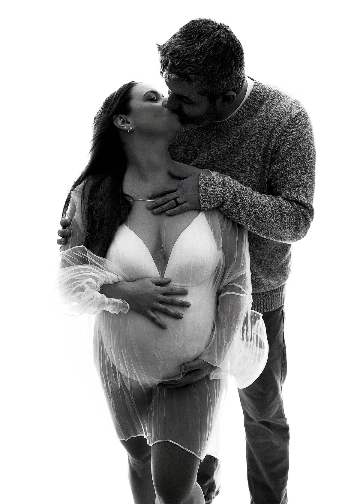 couples, portrait photographer, Syracuse, pregnancy, couples shoot, baby, gowns, pregnancy photos, photography, belly, backdrop, studio, white
