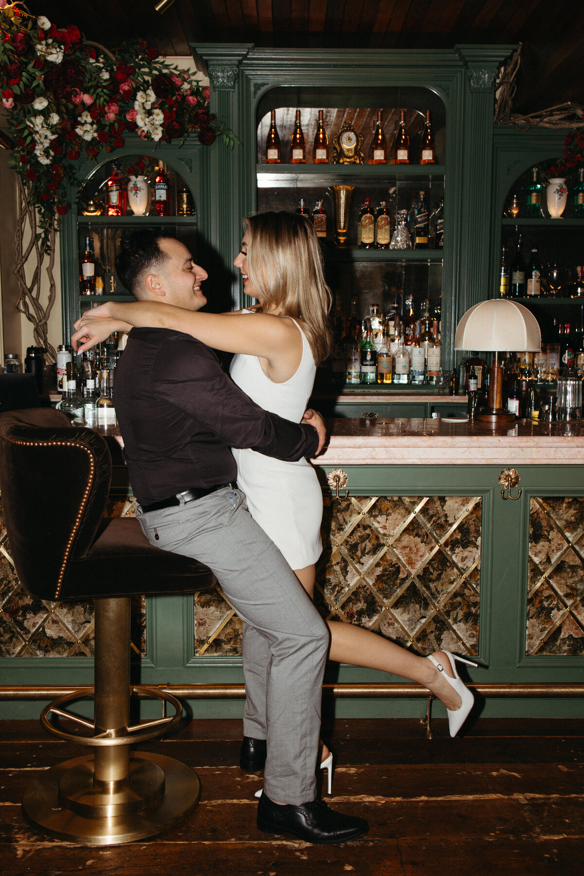 the north end boston MA engagement photos with direct flash - J+M-2921