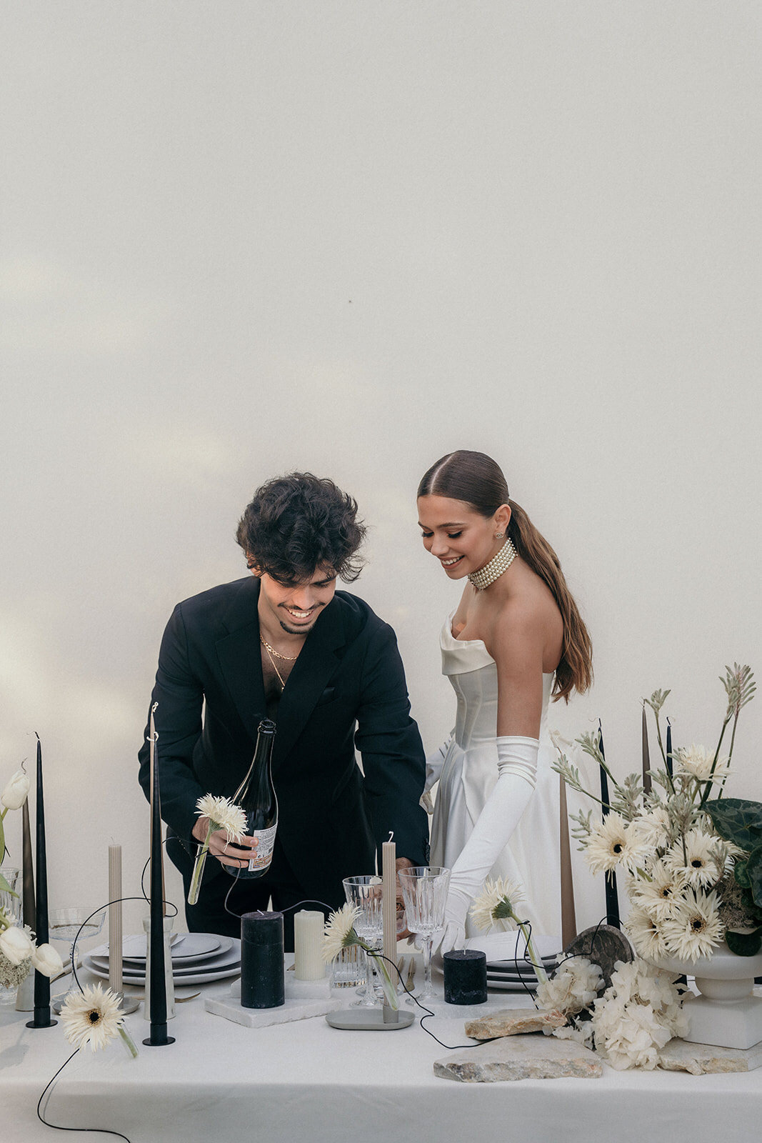 Wedding couple smiles during reception - Los Angeles Wedding Photography.