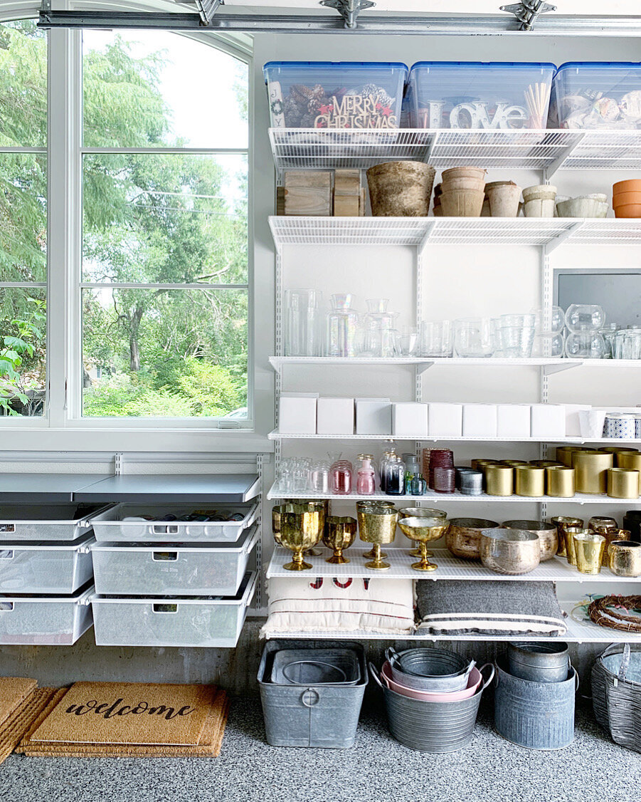 organized garage workspace elfa simply organized