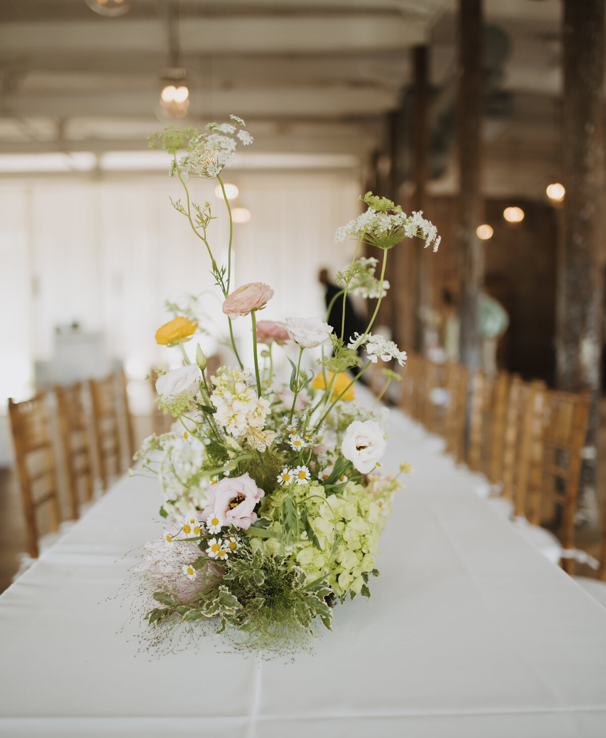 stunning wildflowers on wedding tables