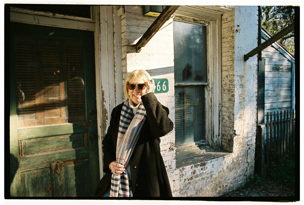 Stylish portrait captured on film by Kate Winters Photography, showcasing an authentic and fashionable moment in Carmel, California.