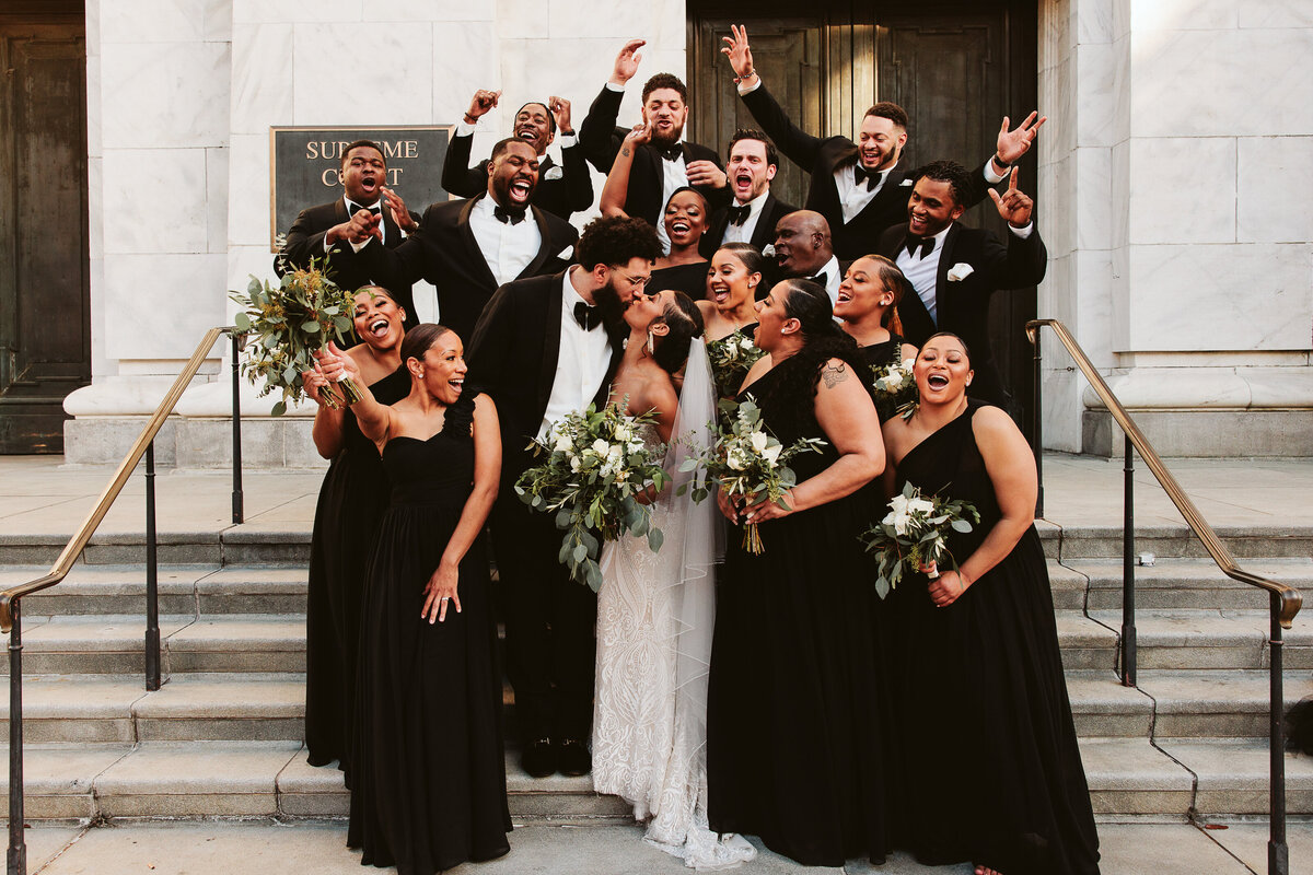 wedding party celebrating in new orleans