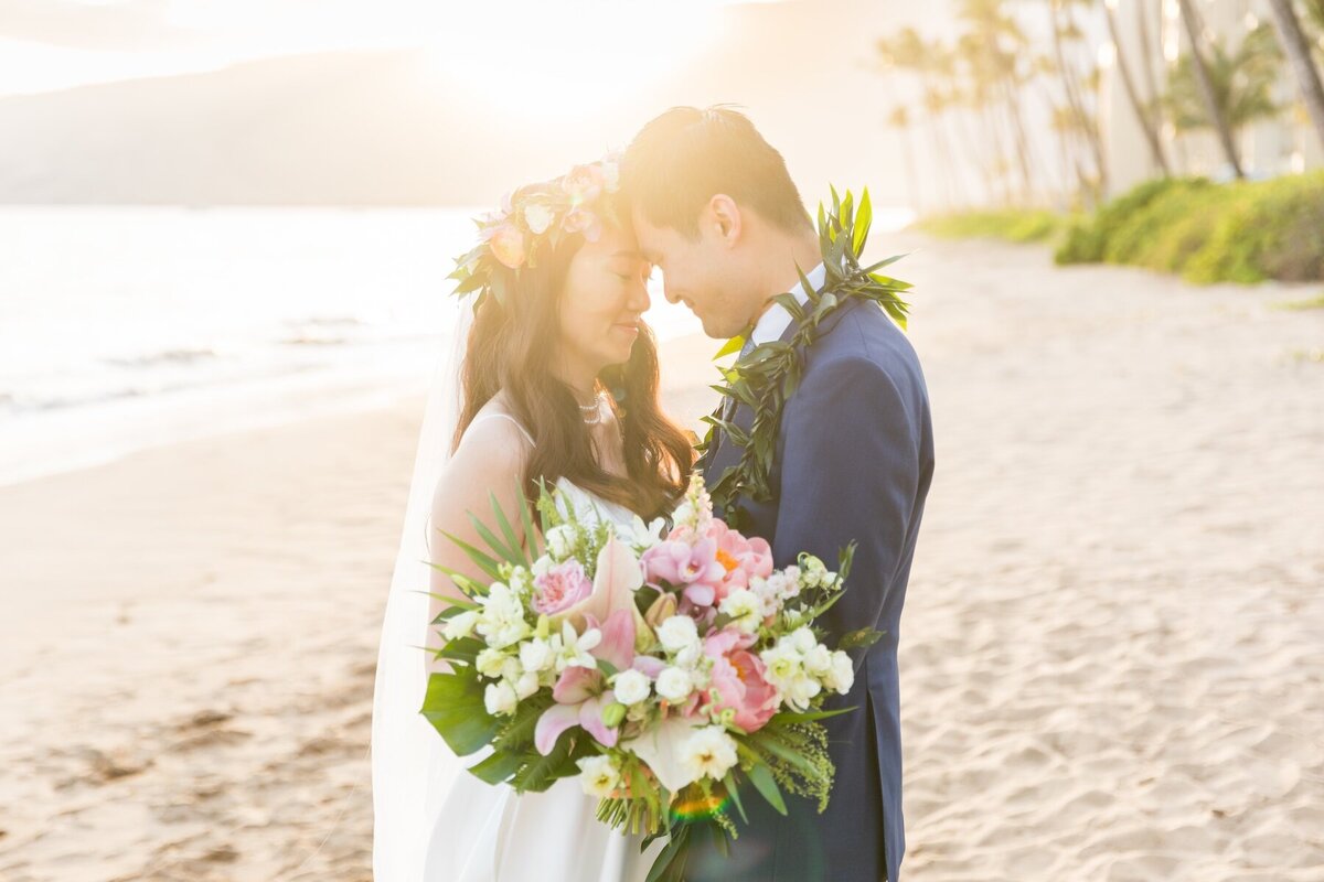 Golden hour sunset Maui Wedding Photography on the beach