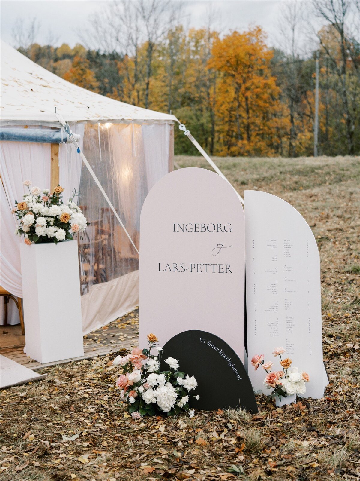 Welcome sign and table plan