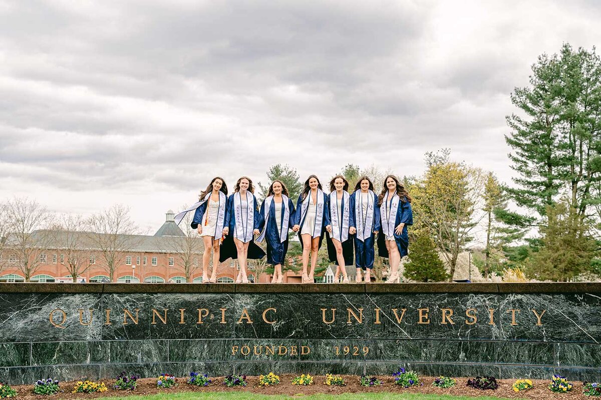 Group college graduation photoshoot Quinnipiac University