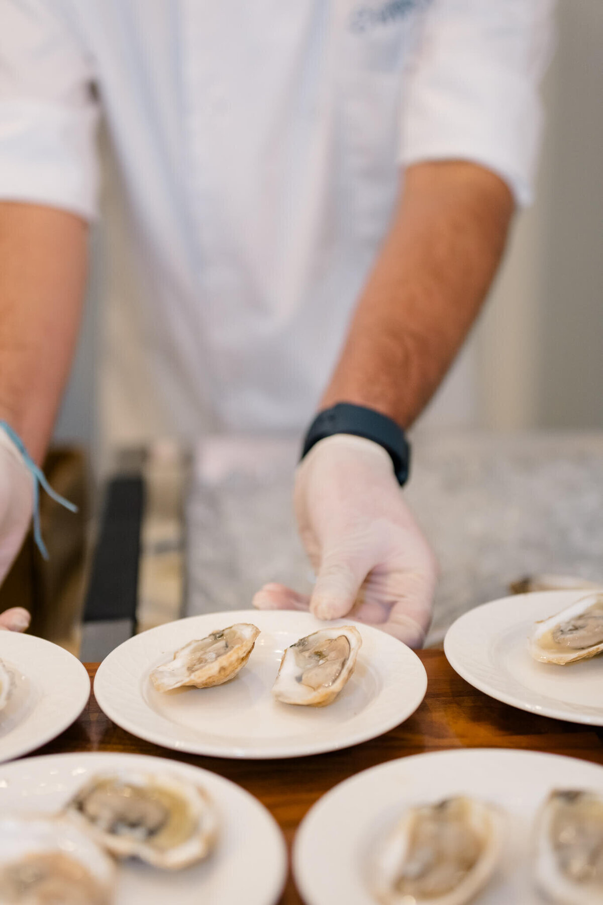 Oysters being served at cocktail hour at the Chesapeak Bay Beach Club on Kent Island, Maryland.