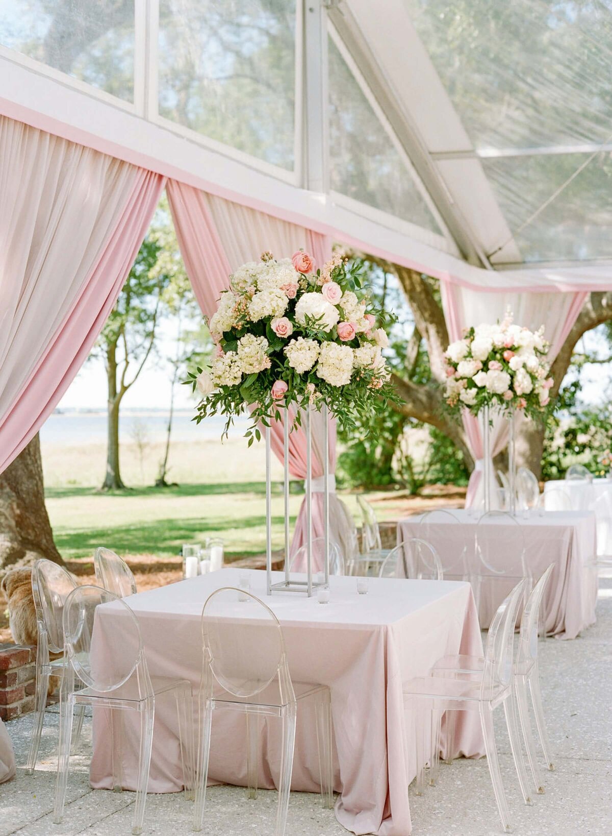 wedding reception in pink