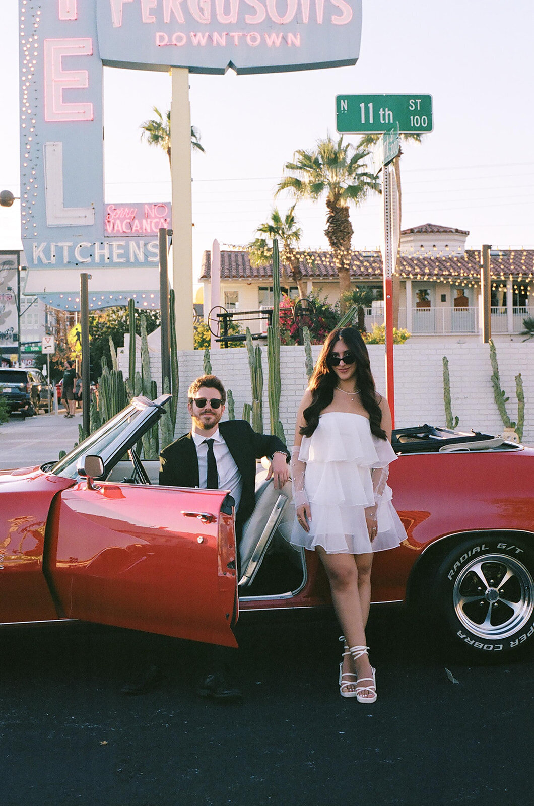 Classic car engagement session in Downtown Las Vegas