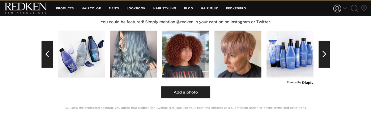 Redken UGC Website Homepage