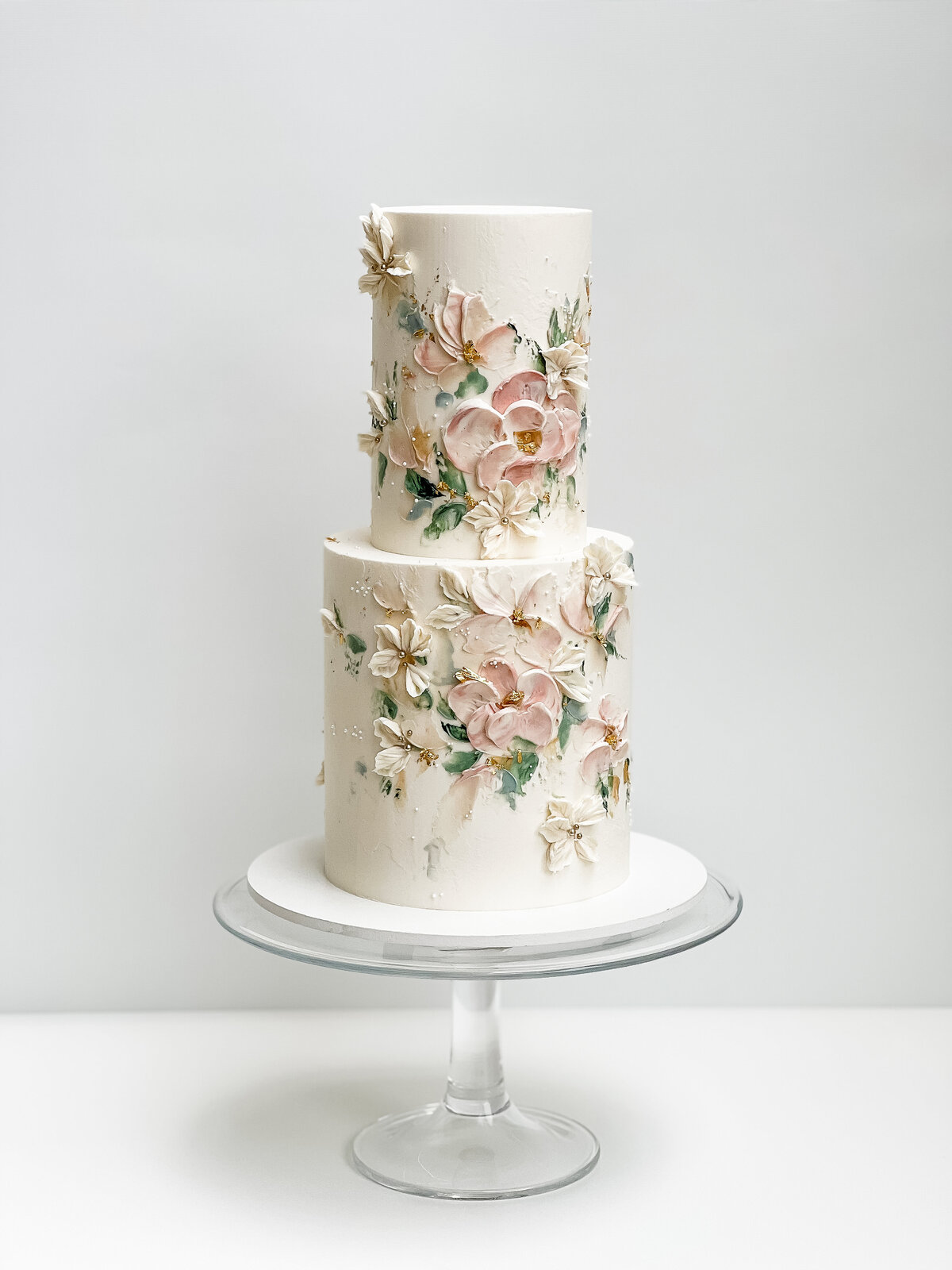 painted buttercream flower wedding cake