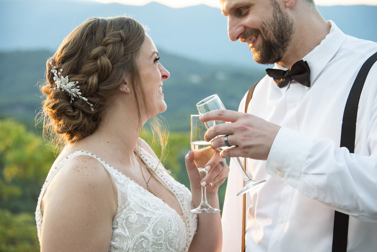 Hawkesdene wedding photography mountain views champagne cheers