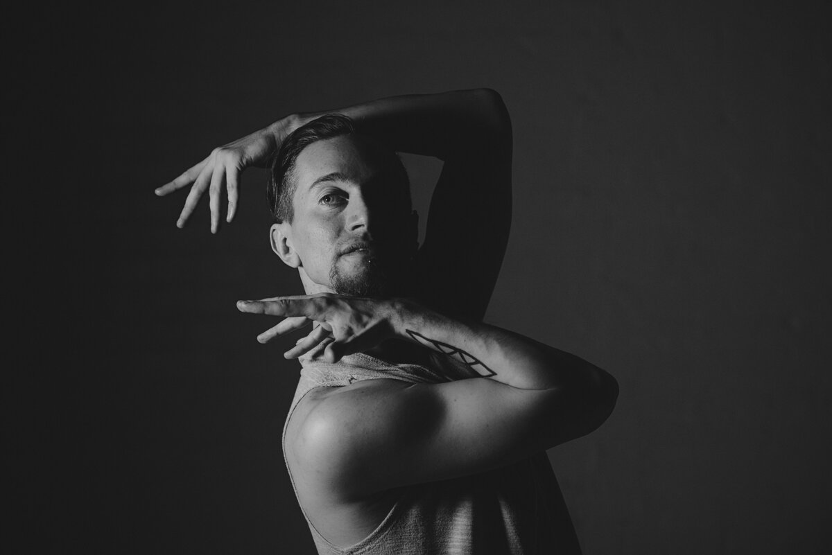 A portrait of a person dancing