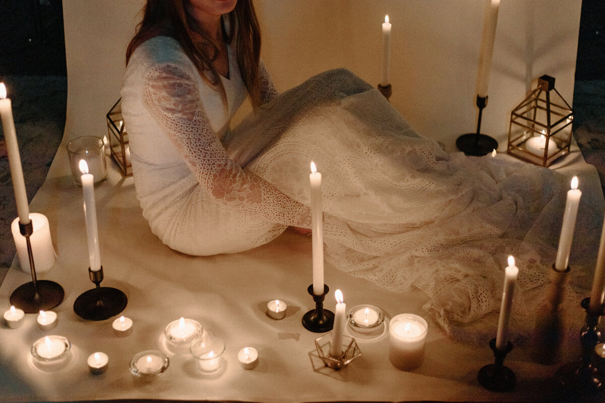 candlelight bridal photos