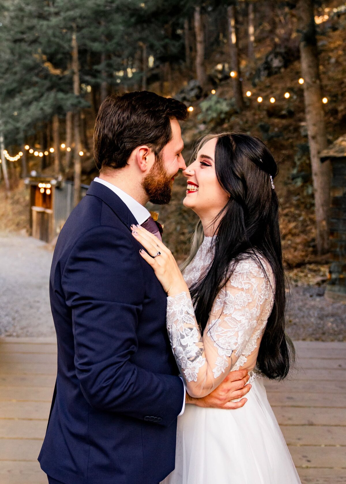 denver colorado wedding photographer - couple embracing and smiling