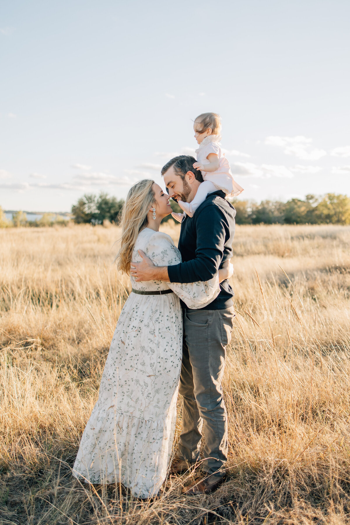 Fall family session in a golden field located in Flower Mound, TX