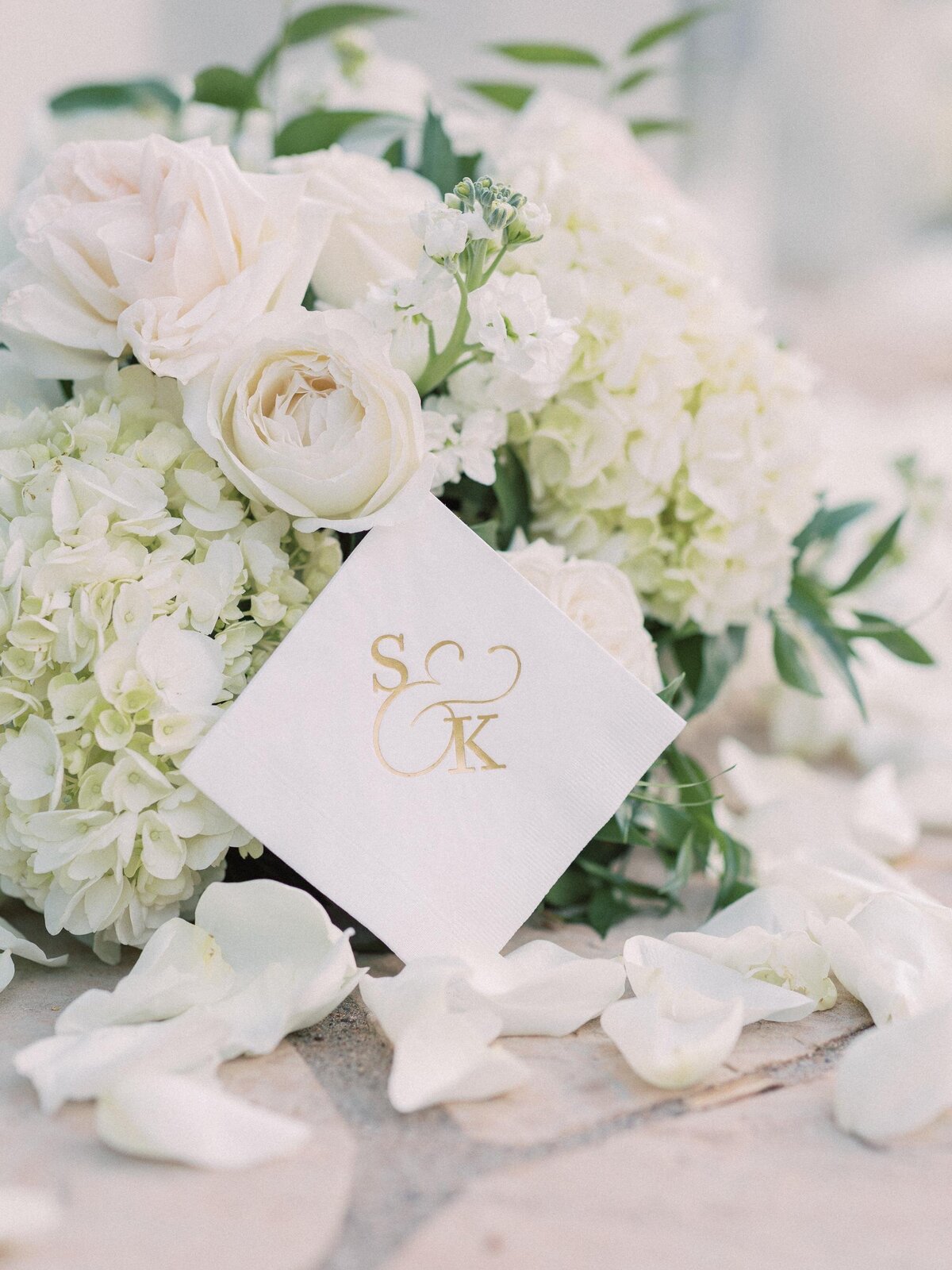 white-gold-foil-monogram-cocktail-napkins