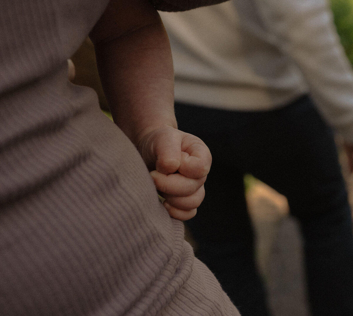 candid close up of small child's hand in Bend, Oregon