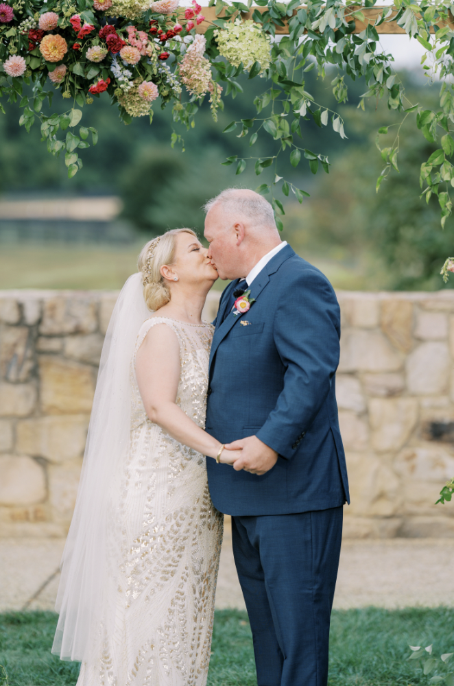 First kiss bride and groom