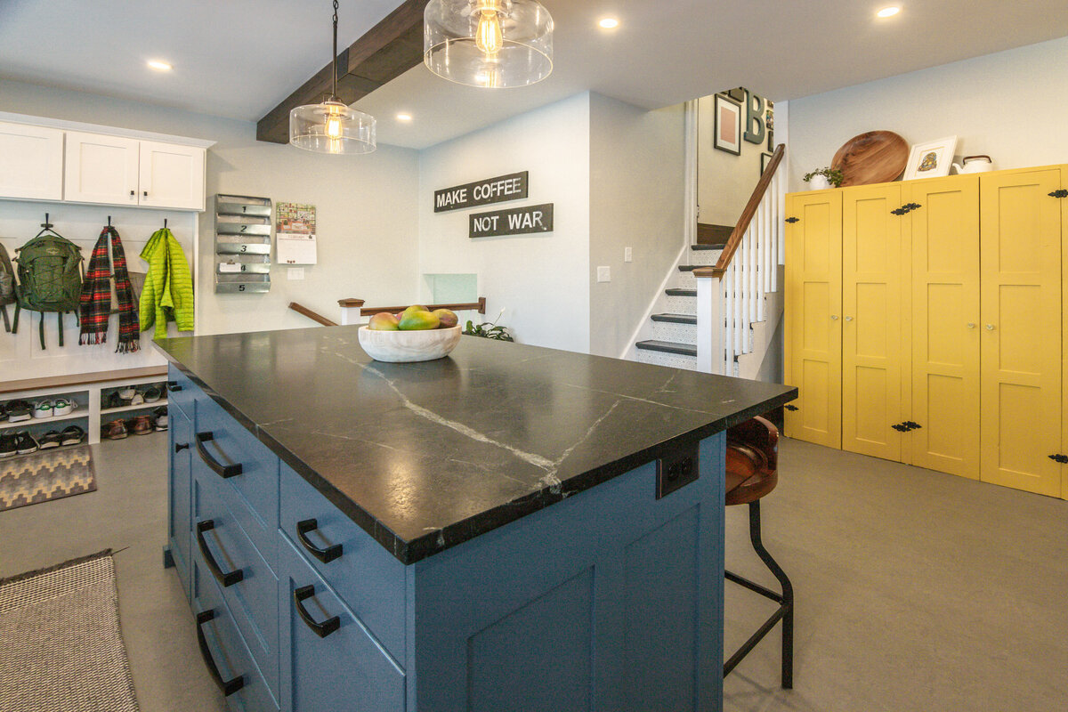 blue kitchen island