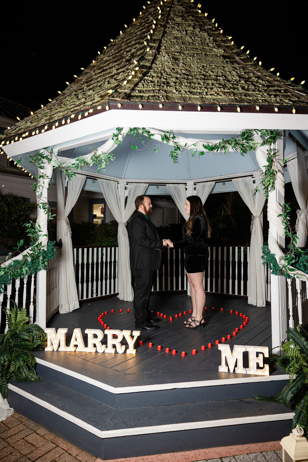 Surprise proposal while visiting Night of Lights, St. Augustine