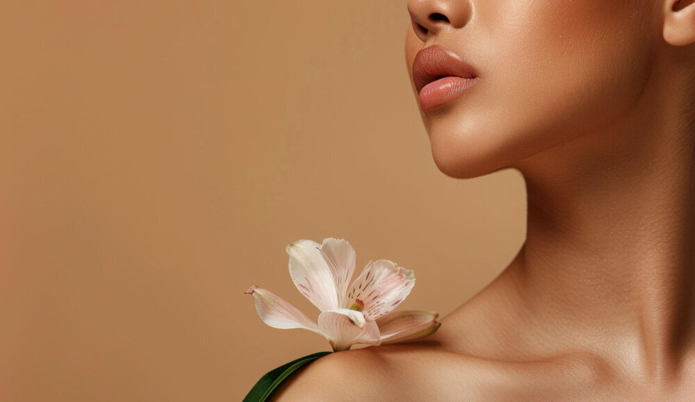 Woman with clear, even skin