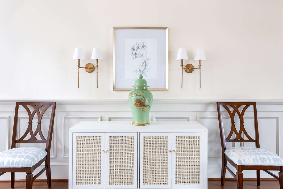 sweet southern home post project light green vase on white cabinet