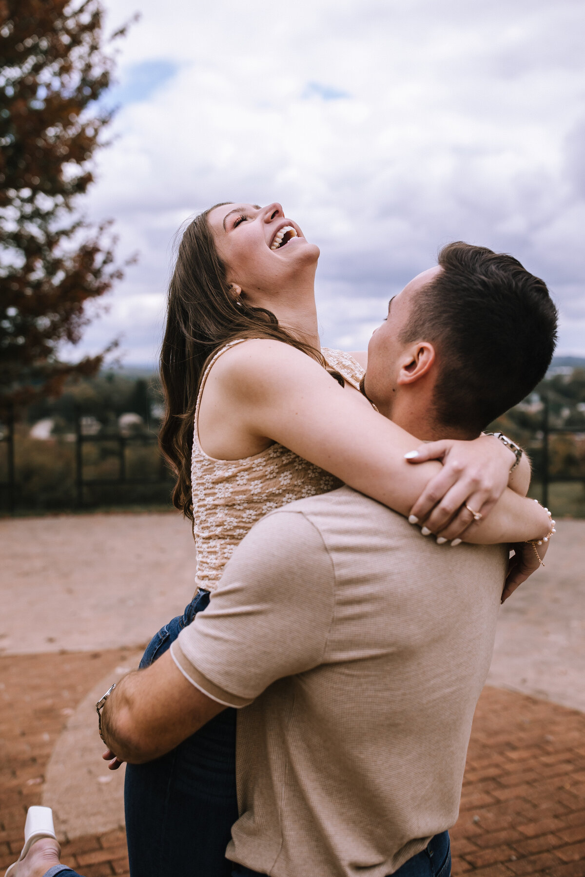 Engaged couple at Seton Hill University.