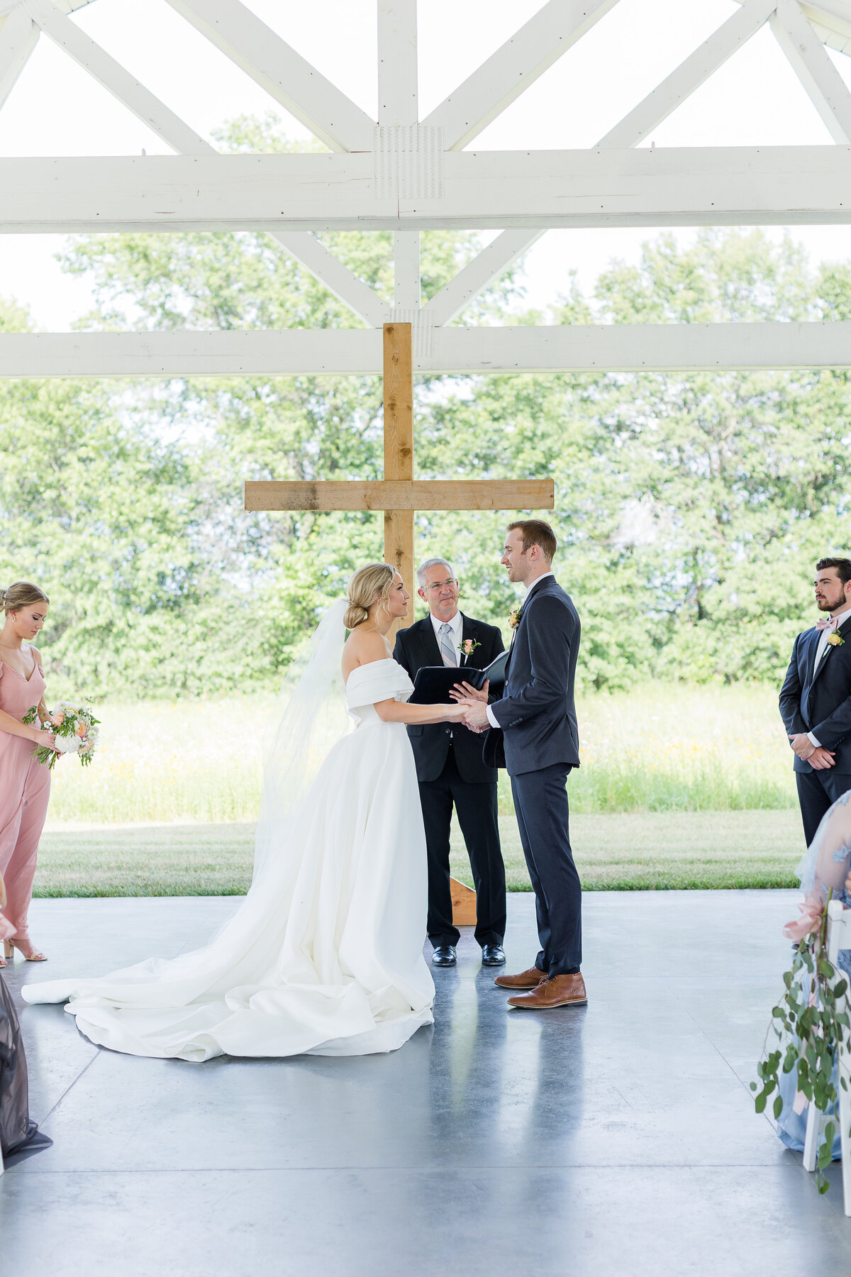 Ceremony in the pavilion at Emerson fields wedding venue