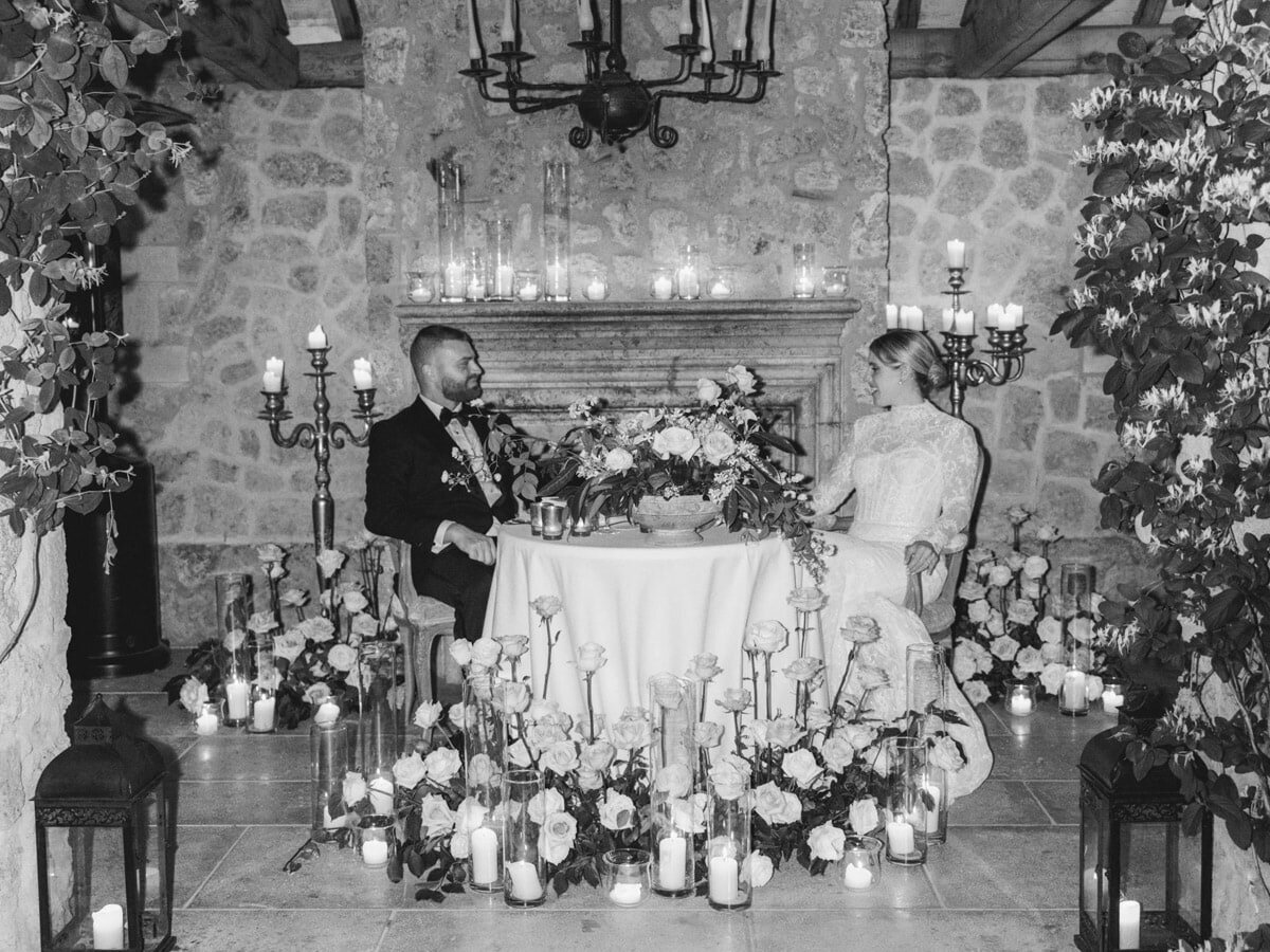 Private intimate dinner at the Saporium during a Borgo Santo Pietro wedding in Tuscany