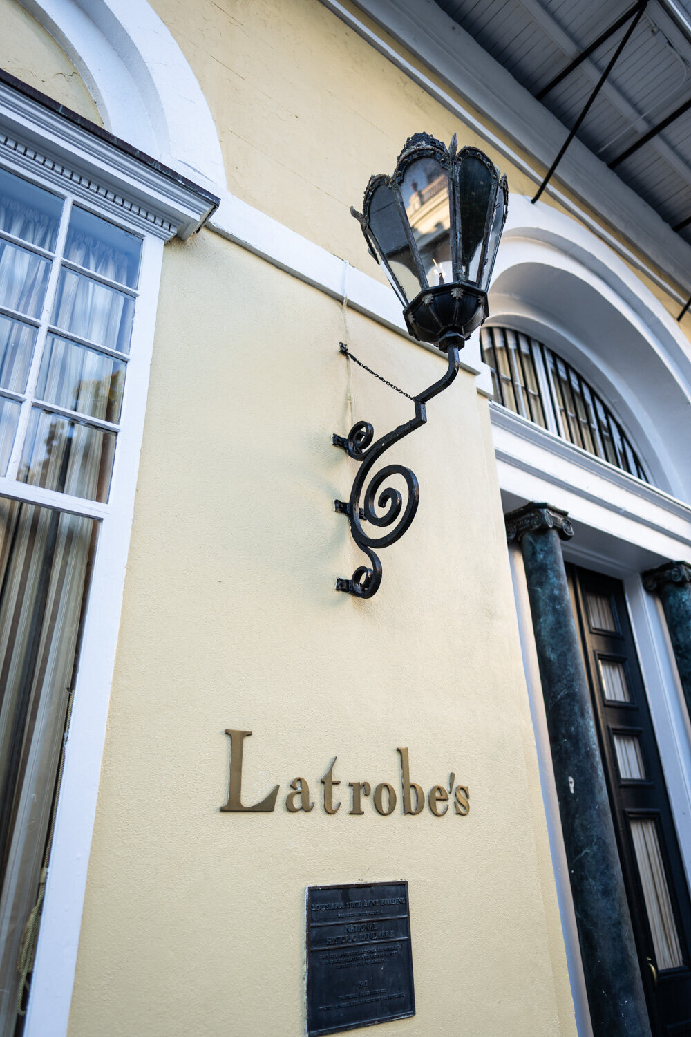 Latrobe's sign on exterior wall