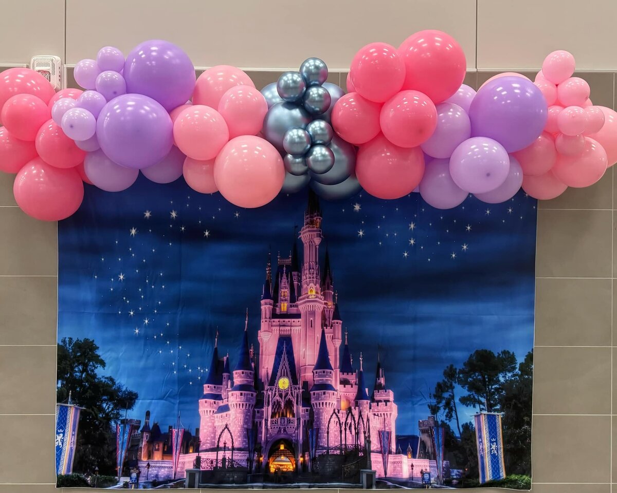 pink purple disney party balloons Stand Out Balloons