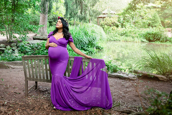 East Brunswick NJ Maternity Photographer Eggplant Dress