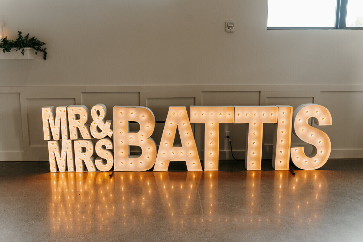 Sign at wedding by wedding planners in chicago