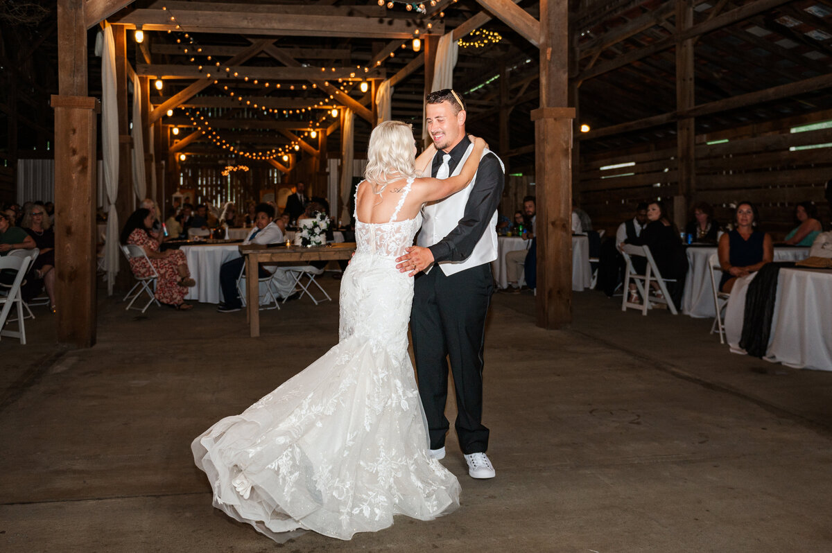 Wedding Couple's first dance in a barn at The Farmstead in Harrodsburg