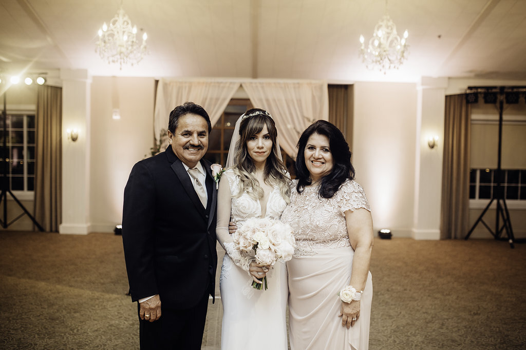 Wedding Photograph Of Bride With Her Parents  Los Angeles