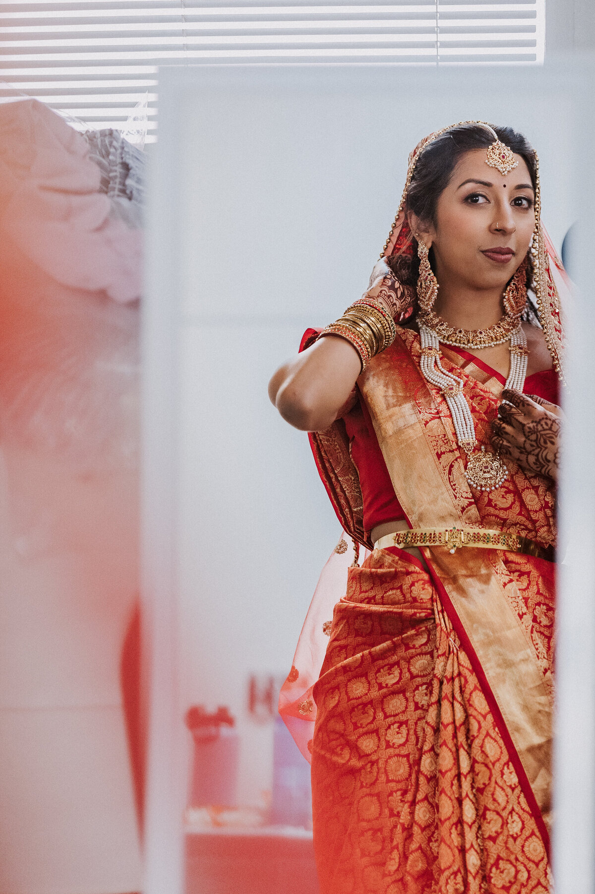 south asian american wedding in california red